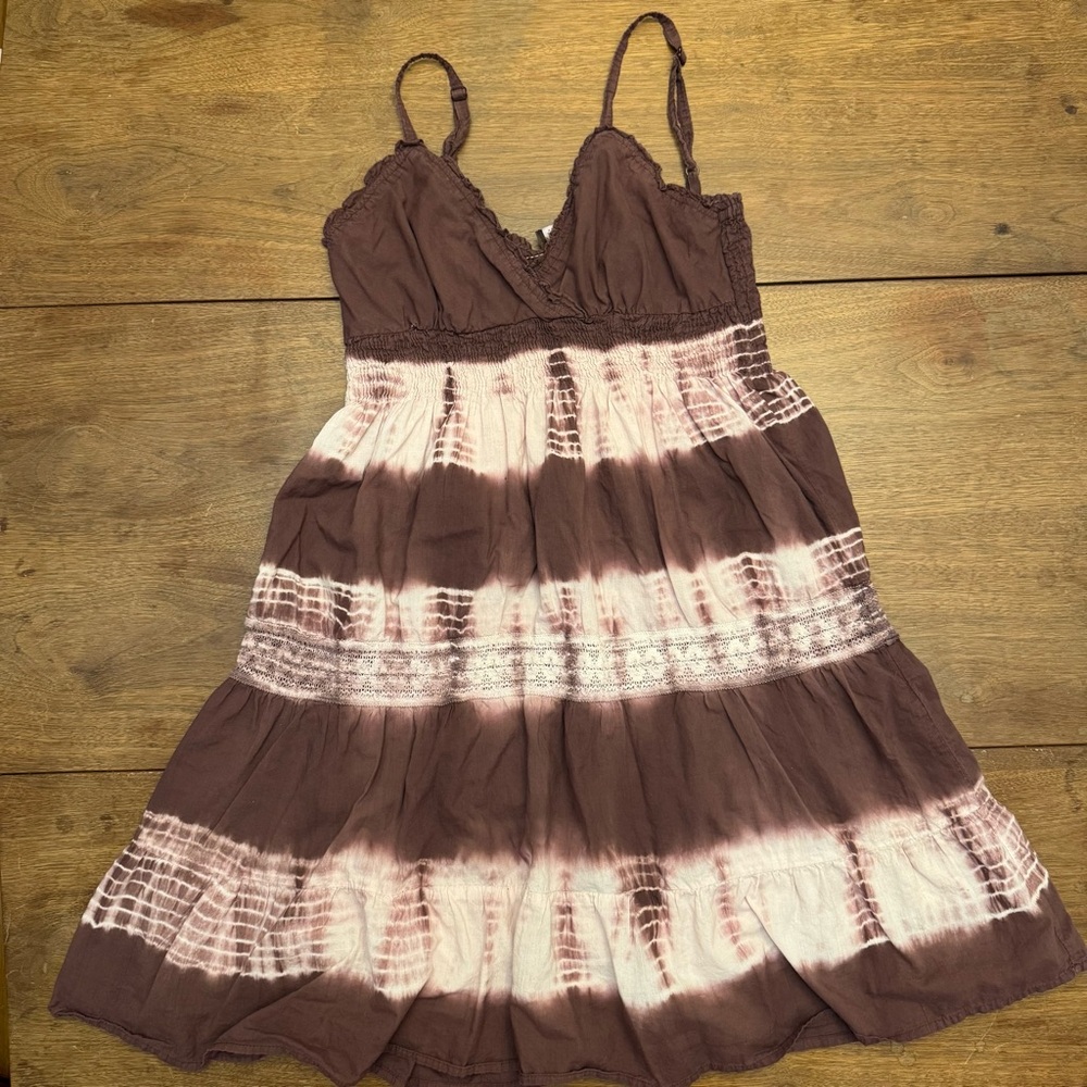Speed Control Brown and White Tiered Sundress
